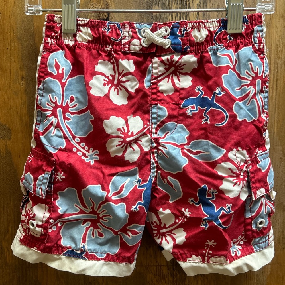 Kids Red and Blue Swim Trunks